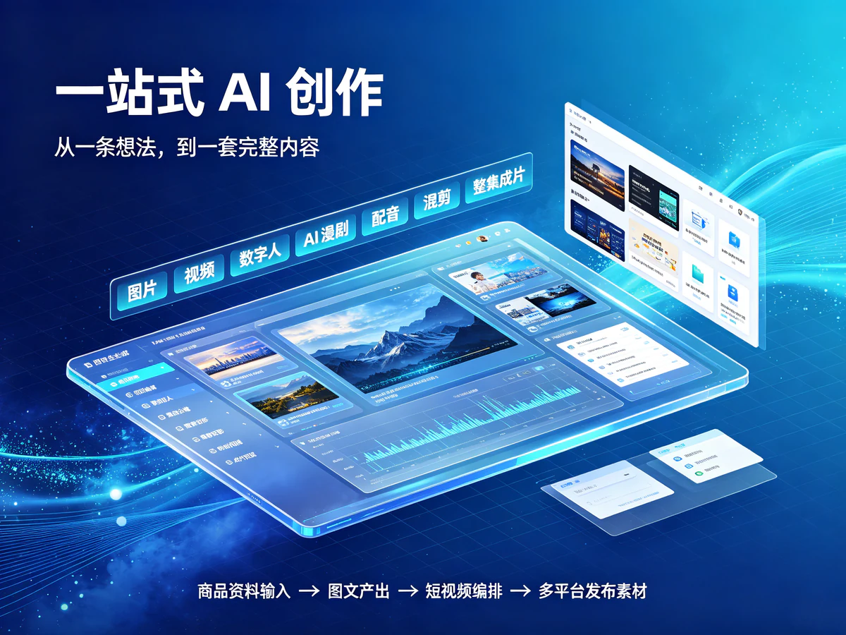 一站式 AI 创作工作台预览